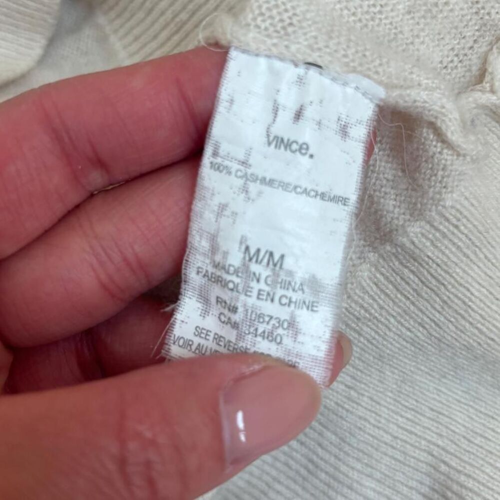Vince cream cashmere sweater crewneck size M - Picture 4 of 5